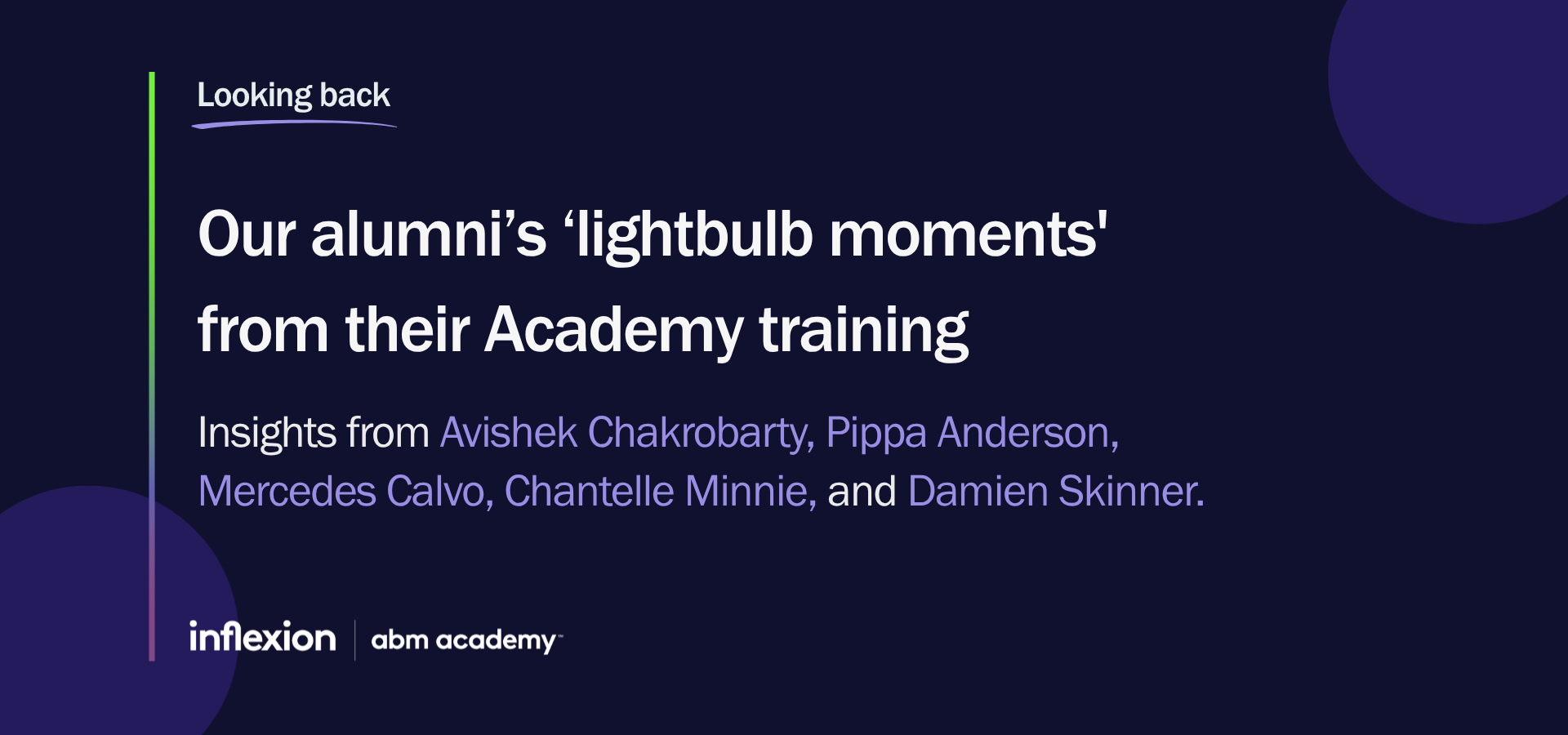 Header for our Alumni's Lightbulb moments from their ABM Academy training